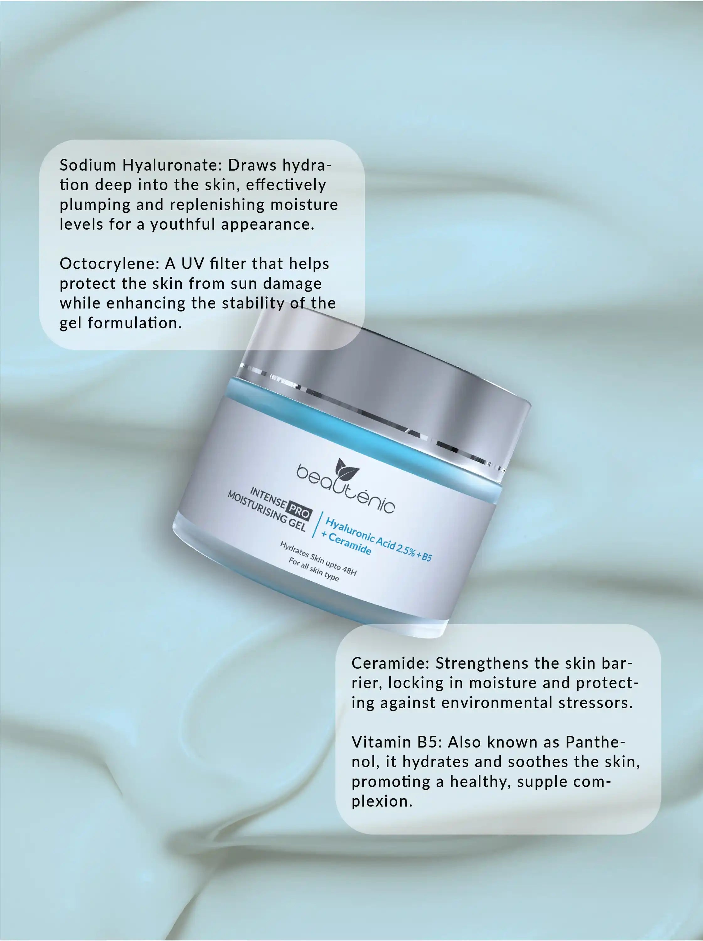 Intense Pro Moisturising Gel - Hyaluronic Acid 2.5% + B5 + Ceramide and SPF 50