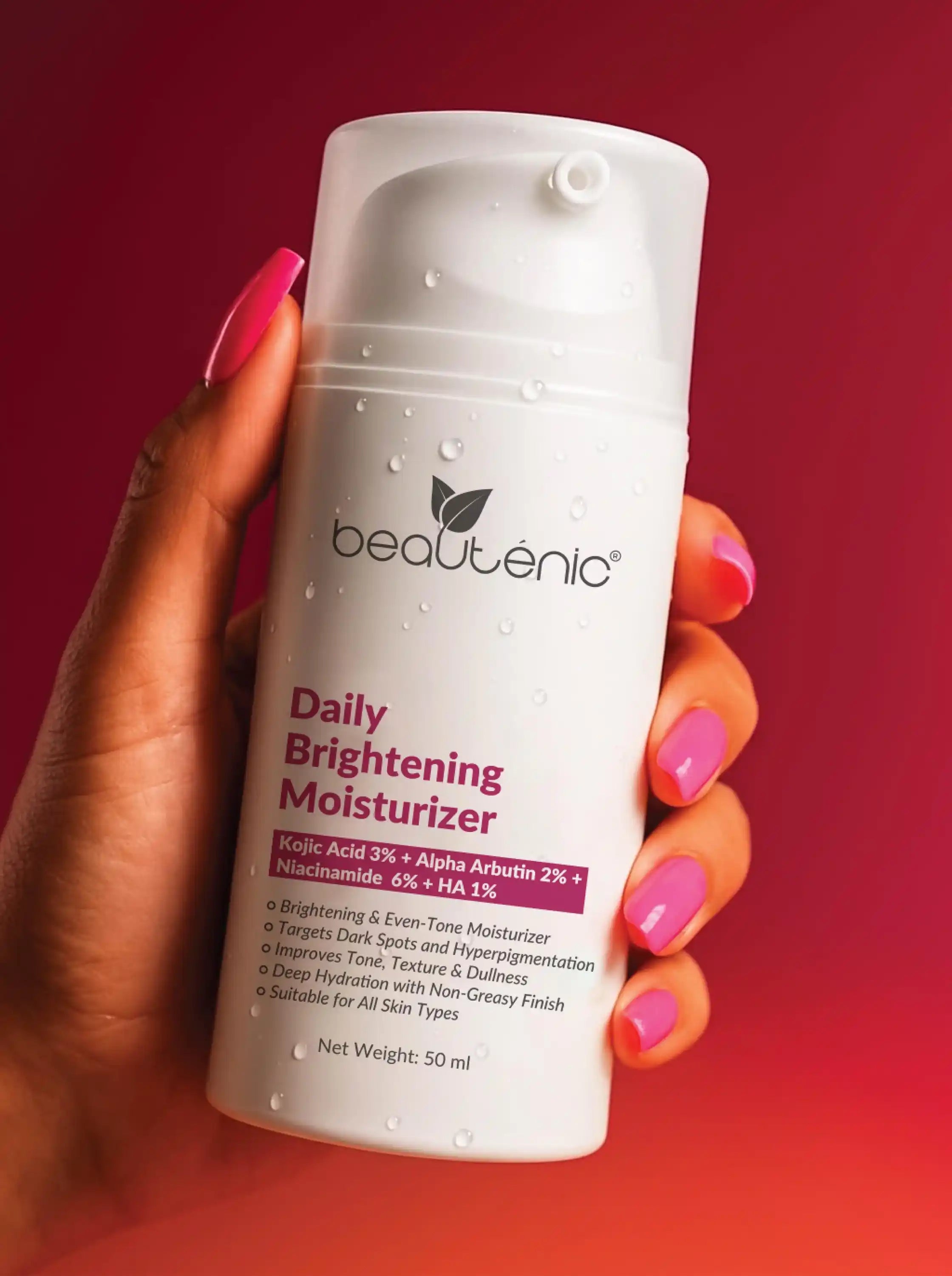 Daily Brightening Moisturizer (Kojic Acid 3% + Alpha Arbutin 2% + Niacinamide 6% + Hyaluronic Acid 1%)