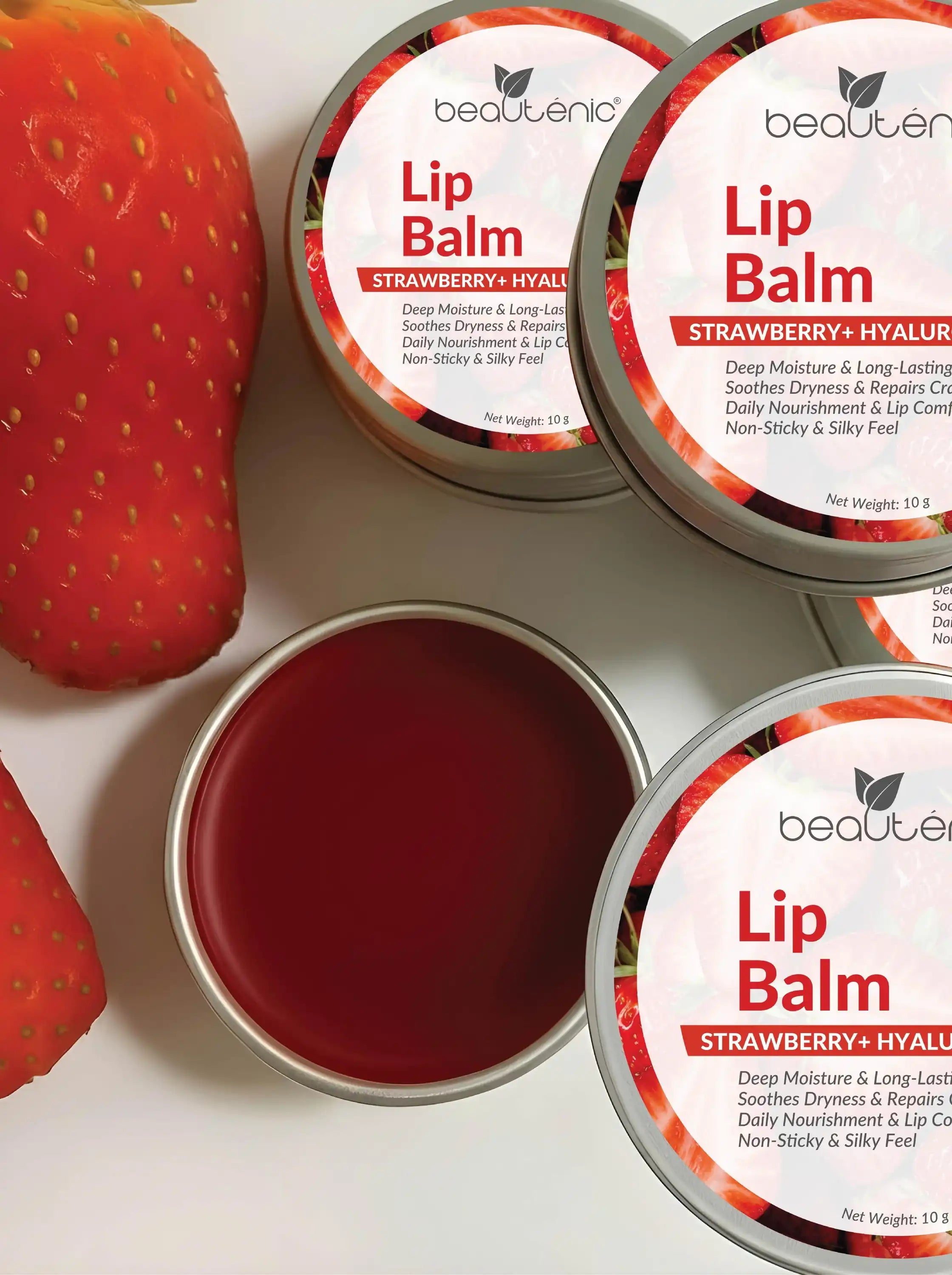 Beautenic Lip Balm with Strawberry + Hyaluronic Acid