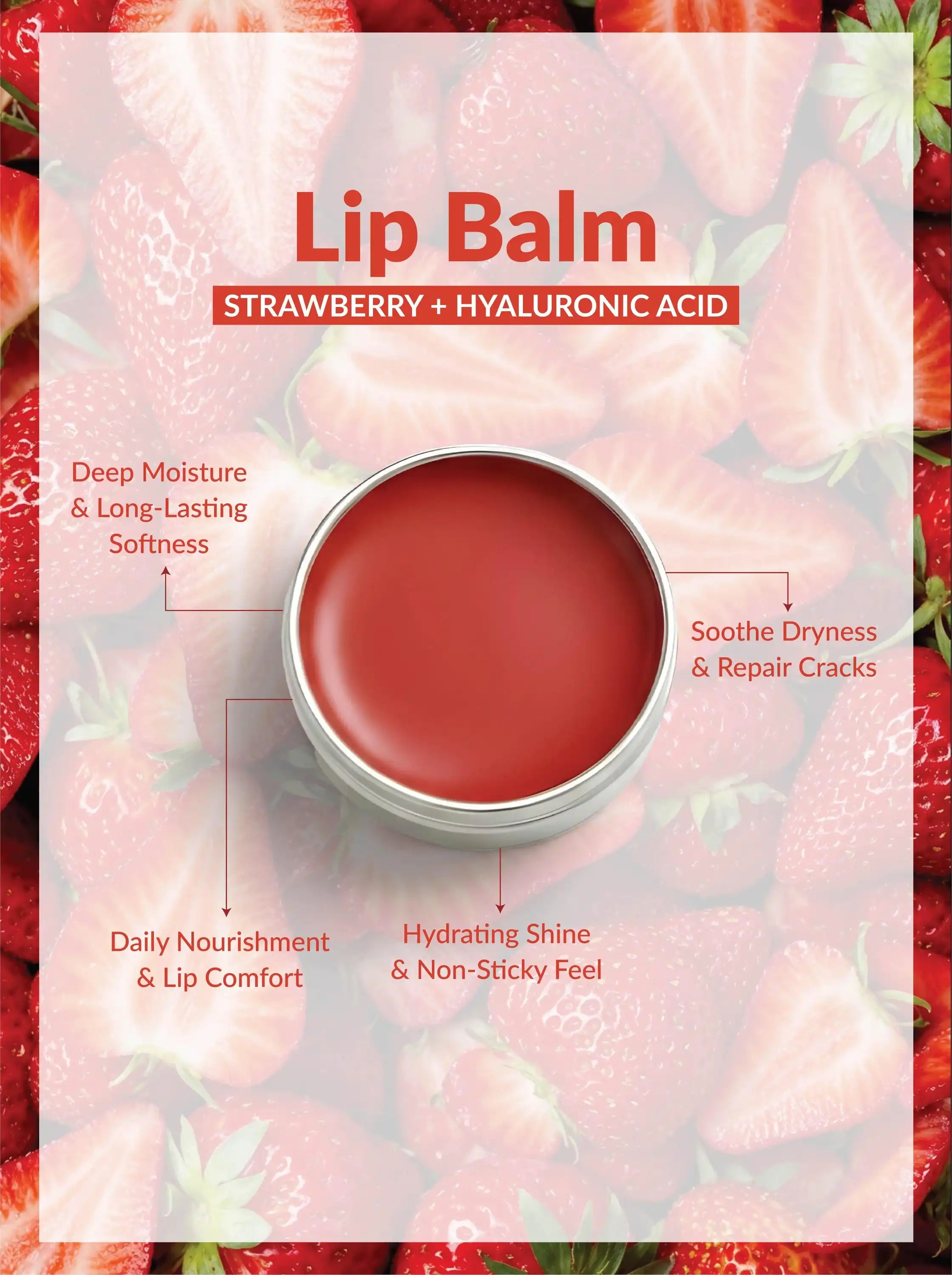 Beautenic Lip Balm with Strawberry + Hyaluronic Acid