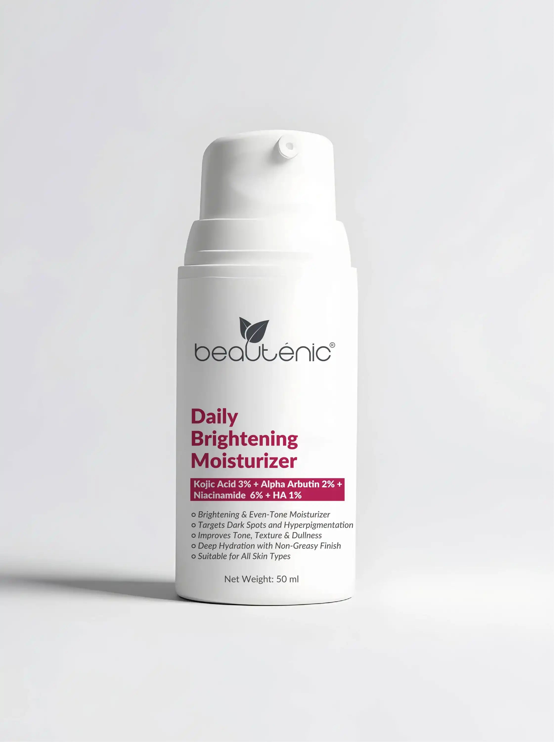 Daily Brightening Moisturizer (Kojic Acid 3% + Alpha Arbutin 2% + Niacinamide 6% + Hyaluronic Acid 1%)